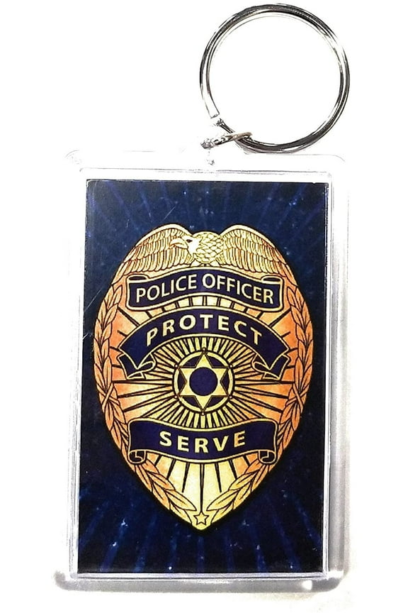 Police 2x3 Acrylic Keychain w/1" Keyring Decal Logo Emblem United States US