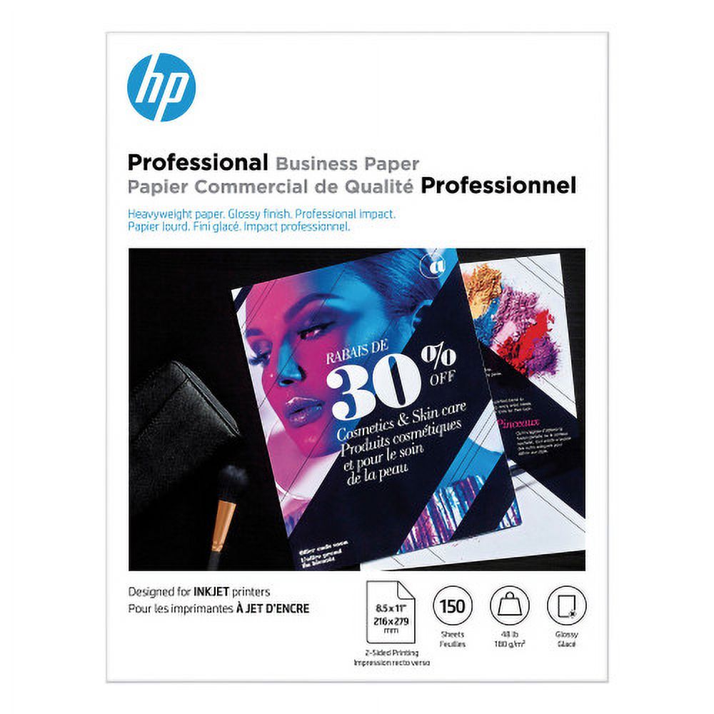 HP Inkjet Brochure Paper, 98 Bright, 48 lb Bond Weight, 8.5 x 11, White
