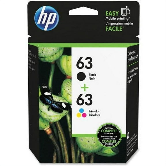 HP L0R46AN 63 Black & Tri-color Original Ink, 2 Cartridges