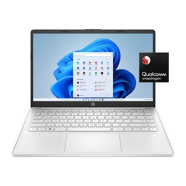 “HP Laptop 14”FHD, Touch, Qualcomm Snapdragon 7c Gen 2, 4GB RAM, 128 GB eMMC, Silver, Windows 11, 14-ed0123wm”