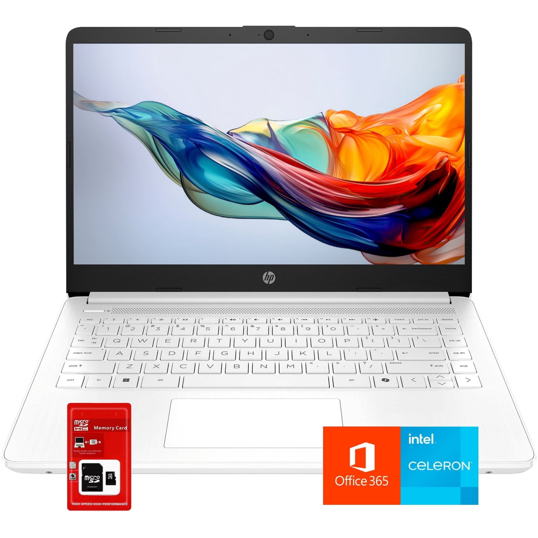 HP Laptop, 14" HD Display, 1-Year Office 365, Intel N4500 Processor, 8GB RAM, 64GB EMMC+256GB SSD, HDMI, Windows 11 S, Light & Slim, White