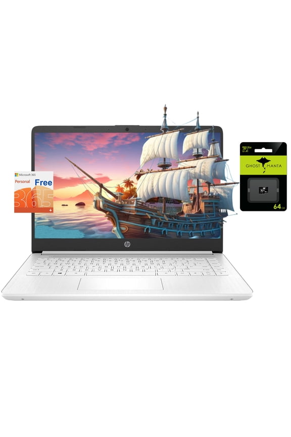 HP Laptop, 14 Inch Intel Quad-Core N4120 CPU, 8GB LPDDR4 RAM 128GB Storage(64GB eMMC+64GB SD Card), Laptops Computer, Office 365 1-Year Subscription, Numeric Keypad, Slim, Win 11 S