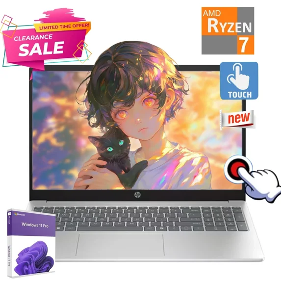 HP Laptop, 15.6" FHD 1920x1080 Touchscreen, 8 Cores AMD Ryzen 7 7730U ,32GB DDR4 1TB NVMe SSD,AMD Radeon Graphics ,Wi-Fi 6, Type-C, HDMI,Windows 11 Pro