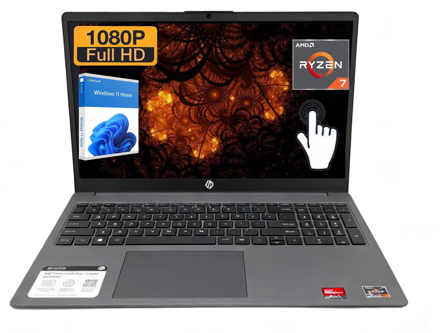 HP Laptop, 15.6-inch FHD Touchscreen, AMD Ryzen 7-5825U, 32GB RAM, 1TB SSD, AMD Radeon Graphics, Windows 11 Home,Gray, 15-fc0204nr,W/O Mouse