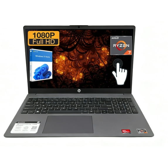 HP Laptop, 15.6-inch FHD Touchscreen, AMD Ryzen 7-5825U, 64GB RAM, 1TB SSD, AMD Radeon Graphics, Windows 11 Home, Gray, 15-fc0204nr,W/O Mouse