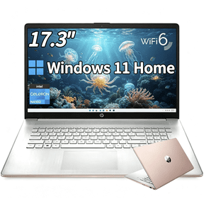 HP Laptop, 17.3" HD+,IPS,Intel Celeron N4500, 4GB RAM, 256GB SSD, Windows 11 Home,Pale Rose Gold