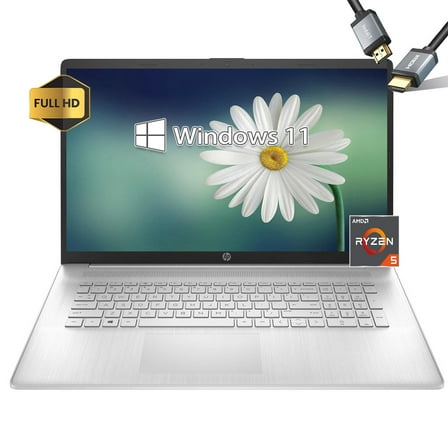 HP-Laptop 17inch-Screen Large - Windows11 - AMD Ryzen 5 5500U 6-Core - FHD IPS Display - Office Laptop Business - College Students - Long Battery Life - Wireless AC (16GB RAM |512GB PCIe SSD)