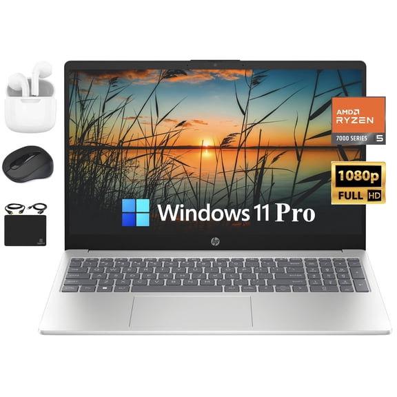 HP Laptop 2024 Flagship Business, 15.6" FHD Display, Quad-Core AMD Ryzen 5 7520U, 16GB DDR5, 256GB PCIe SSD, Webcam, Radeon Graphics, Wi-Fi 6, Fast Charge, Win 11 Pro +HubxcelAccessory