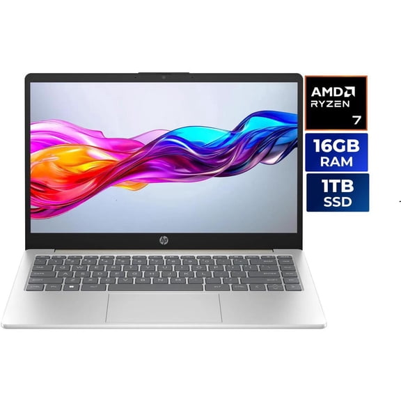 (Open Box) HP 14" HD Notebook AMD Ryzen 7 Processor 16GB/1TB Win 11 Home Silver B43BVUA#ABA
