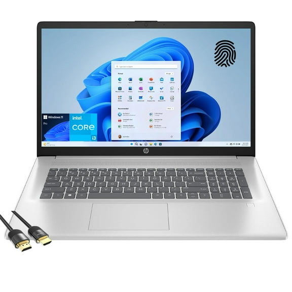 HP Laptop for Business & Student, 17.3" FHD IPS Anti-Glare Display, Intel Core i3-N305, 16GB RAM, 512GB PCIe SSD, FP Reader, Keypad, WiFi 6, Fast Charge, Webcam, USB-C, Mytrix HDMI Cable, Win 11 Pro