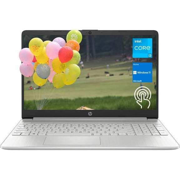 HP Laptop Touchscreen, 15.6" HD Display, Intel Core i3-1215U Processor, 12GB RAM, 512GB SSD, Intel UHD Graphics, Wi-Fi, Bluetooth, Webcam, Media Card Reader, Numeric Keypad, Windows 11 Home, Silver