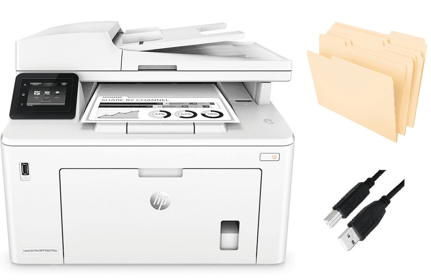 HP LaserJet Pro M227fdw Black-and-White All-in-One Wireless Laser Printer (G3Q75A) Print, Scan, Copy, Fax With DE USB Cable and File Folders - image 1 of 9