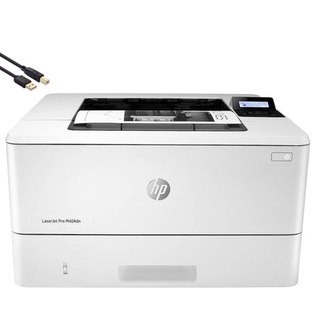 HP Laserjet Pro M404n Single-Function Wired Monochrome Laser Printer,White-Print only -40 ppm,1200 x 1200 dpi,256MB RAM,Auto Duplex Printing,8.5 x 14,Ethernet only,2-line LCD,4 Feet USB Printer Cable