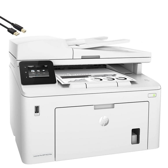 HP Laserjet Pro MFP M227fdw All-in-One Wireless NFC Monochrome Laser Printer-Print Scan Copy Fax -2.7" Touchscreen, 30 ppm, Auto Duplex Printing, 35-Sheet ADF,Ethernet, White,4 Feet USB Printer Cable