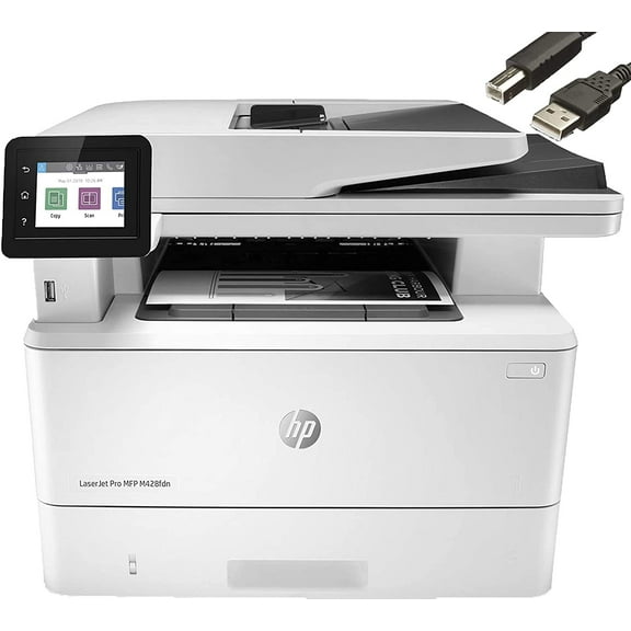 HP Laserjet Pro MFP M428fdn Monochrome Laser All-in-One Printer, Bundle with JAWFOAL Printer Cable, 1 Count, 1 Pack