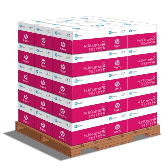 HP MultiPurpose Printer Paper, 20 lb., 40 cartons, 200,000 Sheets, 96 Bright, FSC Certified Copy Paper, 112000P, White, 1 Pallet