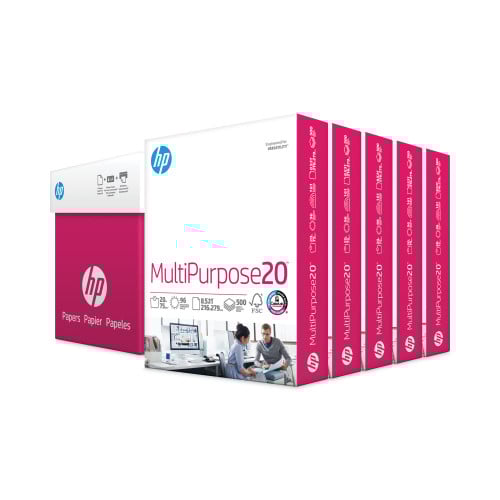 HP MultiPurpose20 Paper, 96 Bright, 20 lb Bond Weight, 8.5 x 11, White
