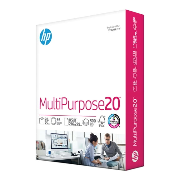 HP Multipurpose20, 20lb, 8.5 x 11, 500 Sheets, White