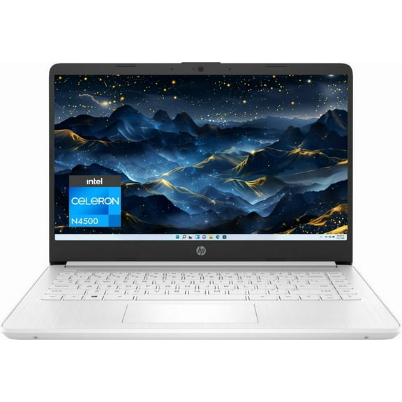 HP New 14" HD Light Thin Laptop, Intel Celeron N4500 Processor, 8GB RAM,64GB eMMC, Wi-Fi, Up to 12 Hours, Windows 11 Home S , Snowflake White