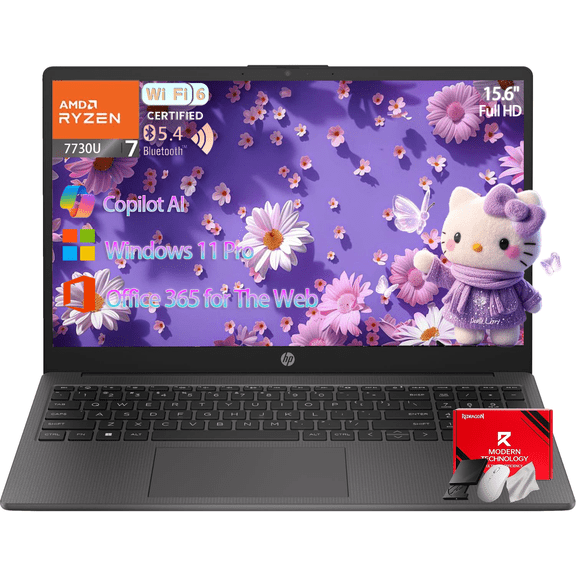 HP New G10 15.6" FHD Business Laptop, AMD Ryzen 7 7730U Processor, 32GB RAM, 1TB SSD, Copilot AI, Numeric Keyboard, WiFi 6, Bluetooth, Windows 11 Pro