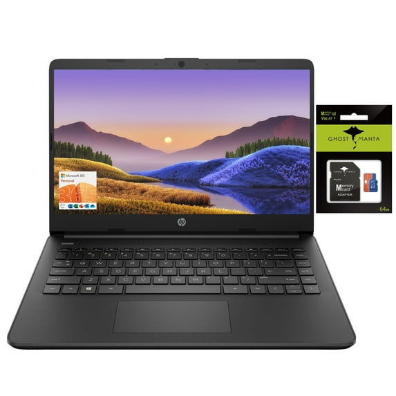 HP Newest 14" HD Laptop Light-Weight, Intel Quad-Core N4120, 8GB RAM, 128GB Storage(64GB eMMC+64GB SD Card), 1 Year Office 365, WiFi, Bluetooth 5, USB Type-A&C, Webcam, Win11, Laptops Computers