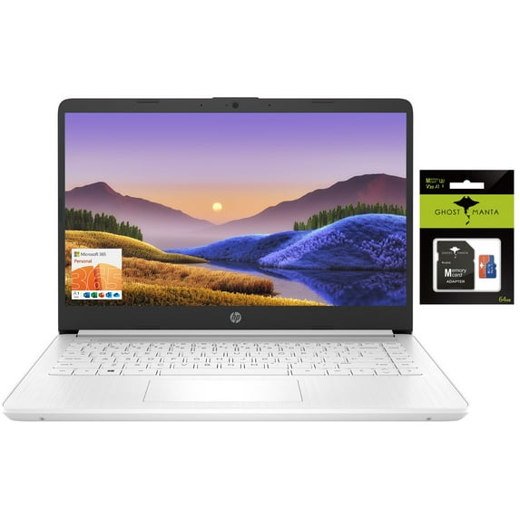 HP Newest 14" HD Laptop Light-Weight, Intel Quad-Core N4120, 8GB RAM, 128GB Storage(64GB eMMC+64GB SD Card), 1 Year Office 365, WiFi, Bluetooth 5, USB Type-A&C, Webcam, Win11, Laptops Computers