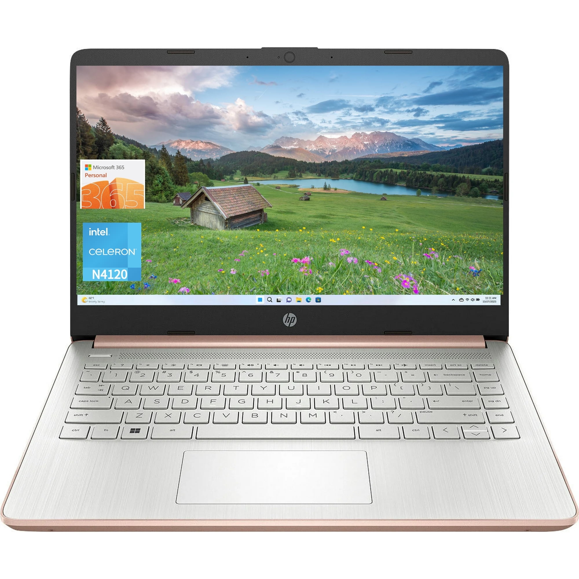 HP Newest 14" HD Laptop, Slim Light Laptop Computer for Students and Business, Intel Celeron N4120, 4GB RAM,128GB eMMC ,1 Year Office 365, Webcam, HDMI, WiFi, Windows 11 Home,rose gold