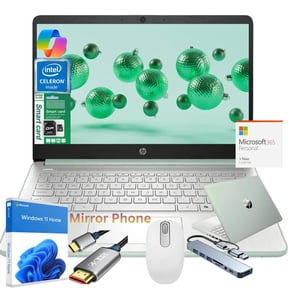 HP Newest 14" Laptop, Slim Light Laptop Computer for Students and Business, Intel 12th Core N150,1 Year Office 365, Webcam,WiFi,16GB RAM,256GB Storage(128GB eMMC+128GB SD) Windows 11 Home Green