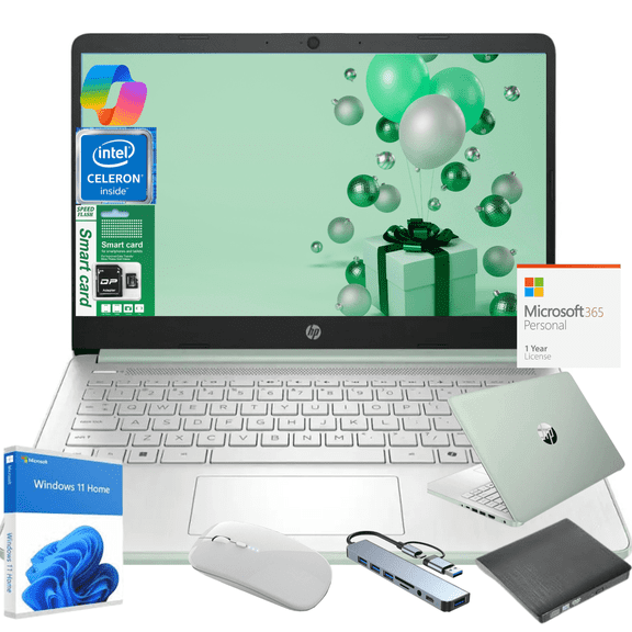 HP Newest 14" Laptop, Slim Light Laptop Computer for Students and Business, Intel 12th Core N150,1 Year Office 365, Webcam,WiFi,16GB RAM,256GB Storage(128GB eMMC+128GB SD) Windows 11 Home Green