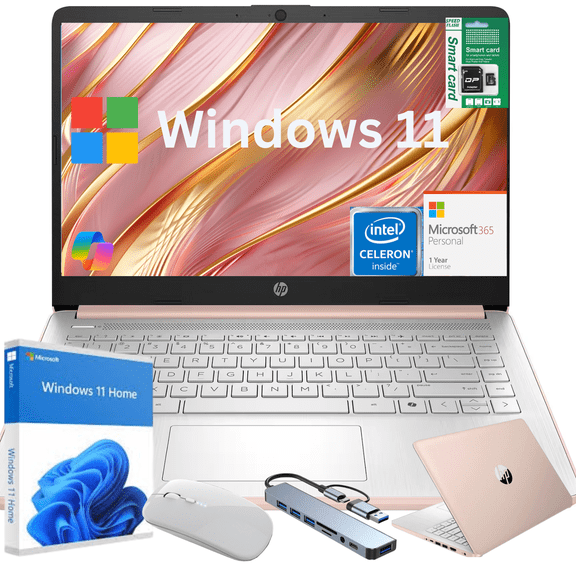 HP Newest 14" Laptop, Slim Light Laptop Computer for Students and Business, Intel 12th Core N4500,1 Year Office 365, Webcam,WiFi,16GB RAM,192GB Storage(64B eMMC+128GB SD) Windows 11 Home