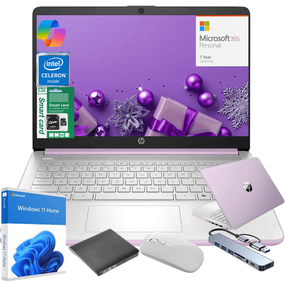 HP Newest 14" Laptop, Slim Light Laptop Computer for Students and Business, Intel 12th N150,1 Year Office 365,16GB RAM,256GB Storage(128GB eMMC+128GB SD) Windows 11 Home Purple