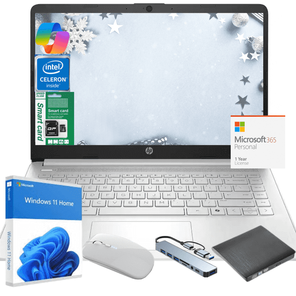 HP Newest 14" Laptop, Slim Light Laptop Computer for Students and Business, Intel 12th N150,1 Year Office 365, Webcam, HDMI, WiFi,8GB RAM,256GB Storage(128GB eMMC+128GB SD) Windows 11 Home