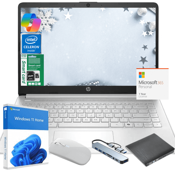 HP Newest 14" Laptop, Slim Light Laptop Computer for Students and Business, Intel 12th N150,1 Year Office 365, Webcam, HDMI, WiFi,8GB RAM,256GB Storage(128GB eMMC+128GB SD) Windows 11 Home