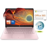 HP Newest 14 Laptop, Slim Light Laptop Computer for Students and Business, Intel Quad-Core N4020, 1 Year Office 365, Webcam, HDMI, WiFi, Win 11, 4GB RAM, 64GB eMMC, Pink