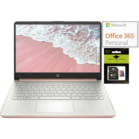 HP Newest 14" Laptop, Slim Light Laptop Computer for Students and Business, Intel Quad-Core N4120, 1 Year Office 365, Webcam, HDMI, WiFi, Win 11, 16GB RAM, 192GB Storage(128GB eMMC+64GB SD)