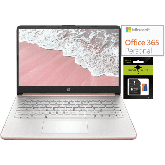 HP Newest 14" Laptop, Slim Light Laptop Computer for Students and Business, Intel Quad-Core N4120, 1 Year Office 365, Webcam, HDMI, WiFi, Win 11, 8GB RAM, 192GB Storage(128GB eMMC+64GB SD)