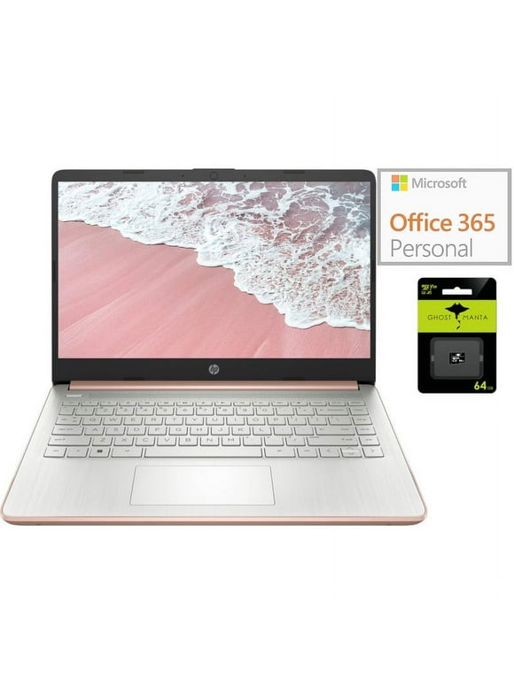 HP Newest 14" Laptop, Slim Thin Light Laptop Computer for Students and Business, Intel Quad-Core N4120, 1 Year Office 365, Webcam, HDMI, WiFi, Win 11, 16GB RAM, 128GB Storage(64GB eMMC+64GB Micro SD)