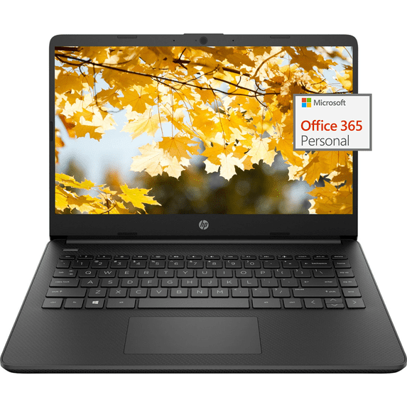 HP Newest 14" Ultra Light Student Laptop, Intel N4120 Quad-Core(> N4020), 16GB RAM, 128GB Storage(64GB eMMC+64GBSD Card), One Year Office 365, WiFi, Webcam, HDMI, USB-A&C, Win 11