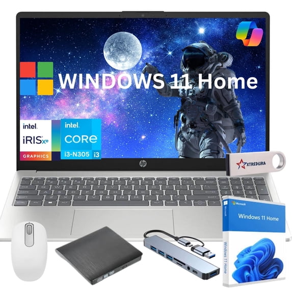 HP Newest 15 15.6" Full HD Laptop Computer For Student and Business, Intel Core i3-N305, Copilot AI Laptop, 32GB RAM, 256 GB PCIe SSD, Intel UHD, Windows 11 Home,Gift Set