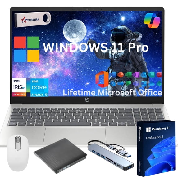 HP Newest 15 15.6" Full HD Laptop Computer For Student and Business, Intel Core i3-N305, Copilot AI Laptop, 8GB RAM, 512 GB PCIe SSD, Intel UHD, Windows 11 Pro,MS Lifetime Office,Gift Set