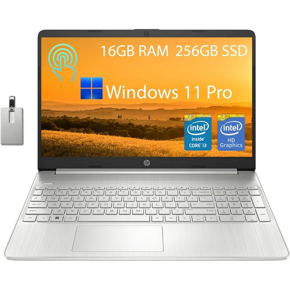 HP Newest 15 15.6" HD Touchscreen Business Laptop Computer, 12th Gen Intel Core i3-1215U, 16GB RAM, 1TB PCIe SSD, Long Battery Life, Wi-Fi 7, Bluetooth, Natural Silver