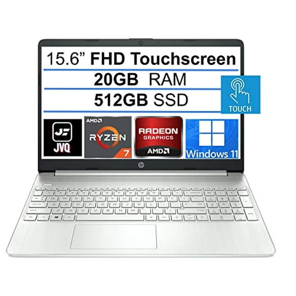 HP Newest 15.6" FHD IPS Touchscreen Laptop, AMD 8-Core Ryzen 7 4700U (Up to 4.1GHz Beats i7-1185G7), 20GB DDR4 RAM, 512GB SSD, Webcam, HDMI, USB-C, WiFi, Fingerprint Reader, Windows 11 S+JVQ Mouspad