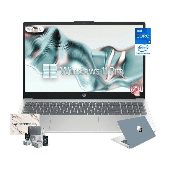 HP Newest 15.6" HD Touchscreen Laptop,12th Gen Intel Core i3-1215U Processor, 8GB RAM, 512GB SSD, Webcam, HDMI, Bluetooth, Wi-Fi,Windows 11 Pro in S Mode,Silver