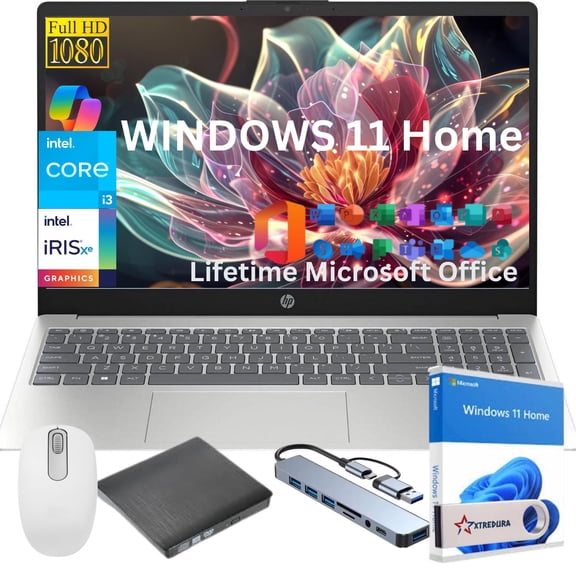 HP Newest 17 17.3" Full HD Laptop Computer For Student and Business, Intel Core i3-N305, Copilot AI Laptop, 16GB RAM, 512 GB PCIe SSD, Intel Iris Xe, Windows 11 Home,MS Lifetime Office,Gift Set