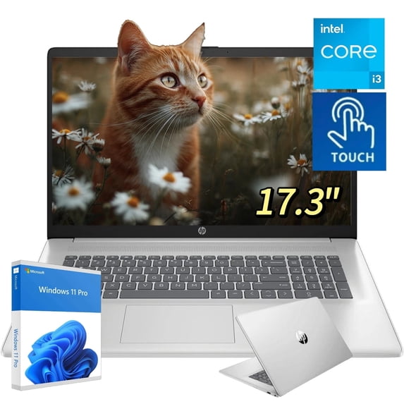 HP Newest 17.3" Touchscreen Laptop,Intel Core i3-N305, 32GB RAM, 1TB SSD, Webcam, HDMI, Bluetooth,Wi-Fi,Windows 11 Pro ,Silver