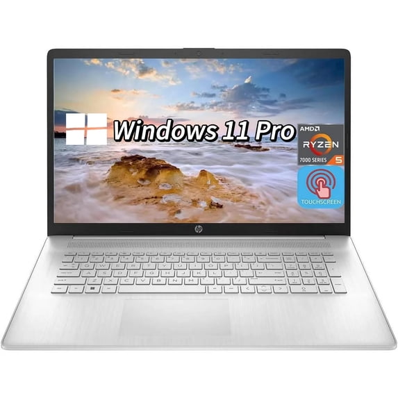 HP Newest 17 Laptop 17.3" HD+ Touchscreen Laptop, AMD Ryzen 5 7530U (Beats i7-1165G7), 16GB RAM, 512GB SSD, Wi-Fi 6,Bluetooth, Webcam, HDMI, Windows 11 Pro, Silver