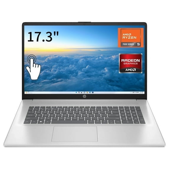 HP Newest 17 Laptop, 17.3" Screen, HD+ Touchscreen Display, AMD Ryzen 5 7530U Processor 12GB RAM 256GB SSD Wi-Fi 6 HDMI Windows 11 Home Silver
