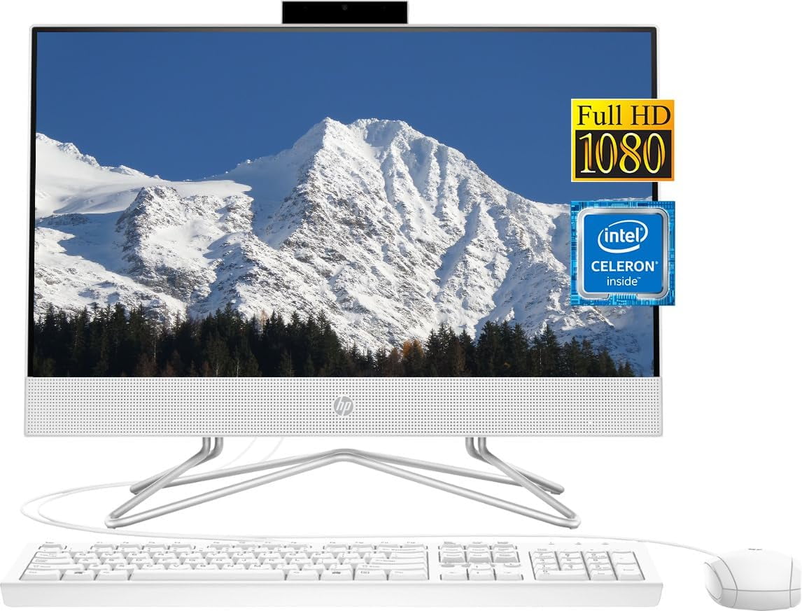 HP Newest 21.5" FHD Micro-edge All-in-One Desktop, Intel Celeron J4025 Processor, 16GB RAM | 1TB NVMe SSD, Webcam, WiFi, HDMI, RJ-45, Windows 11 Home, Wired Keyboard&Mouse, w/ SE Accessories