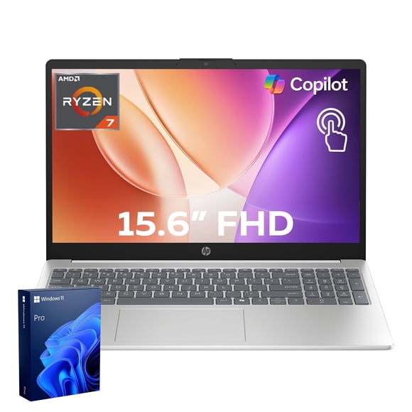 HP Pavilion Laptop, 15.6" FHD Touchscreen, AMD Ryzen 7 7730U, 16GB RAM, 1TB SSD, Windows 11 Pro, Silver