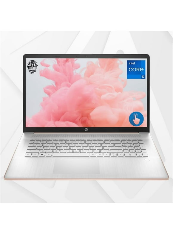 HP Newest Essential 17t Laptop, 17.3" HD+ Touchscreen, Intel Core i7-1355U, 32GB RAM, 512GB SSD, Webcam, HDMI, Backlit Keyboard, Fingerprint Reader, Wi-Fi 6, Windows 11 Pro, Pale Rose Gold